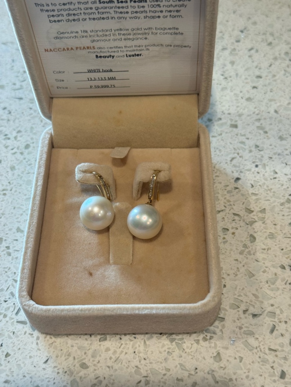 Classic White Pearl Drop Earrings with Gold Accents